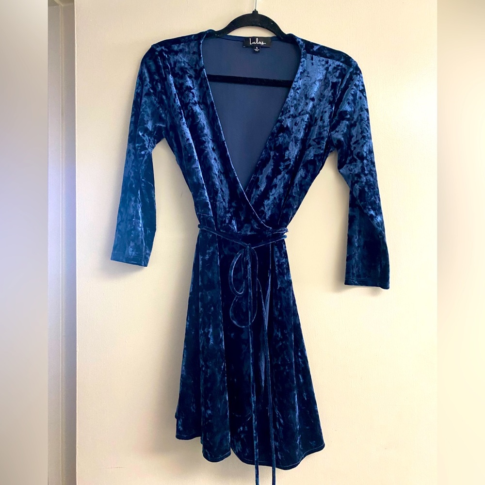 Lulus Blue Velvet Cocktail Dress